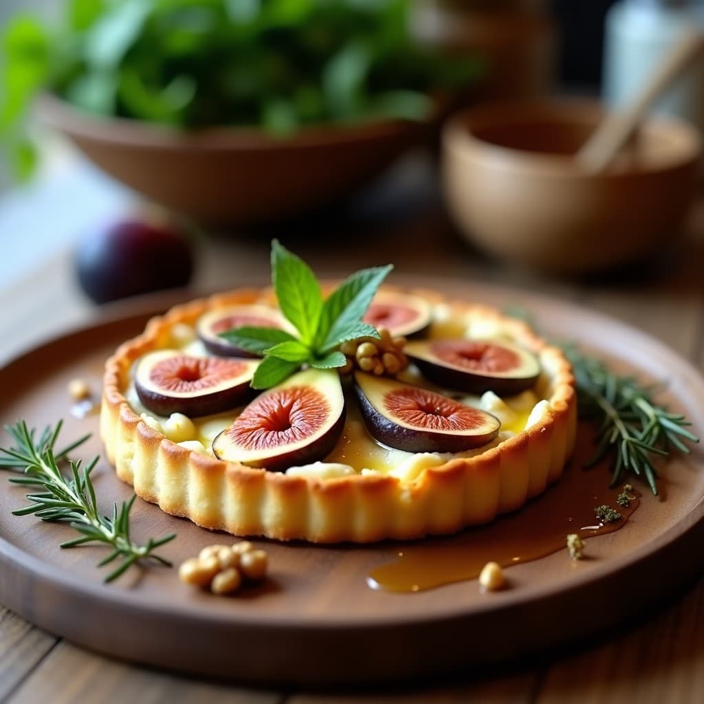 Tartaleta de Queso de Cabra y Higueras con Miel de Tomillo: Postre Salado Griega en 20 Minutos