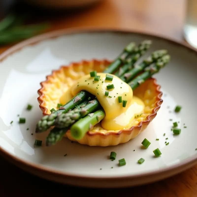 Tartaleta de Masa de Queso con Relleno de Espárragos Blancos y Salsa Holandesa Ligera: Entrante Francés Keto