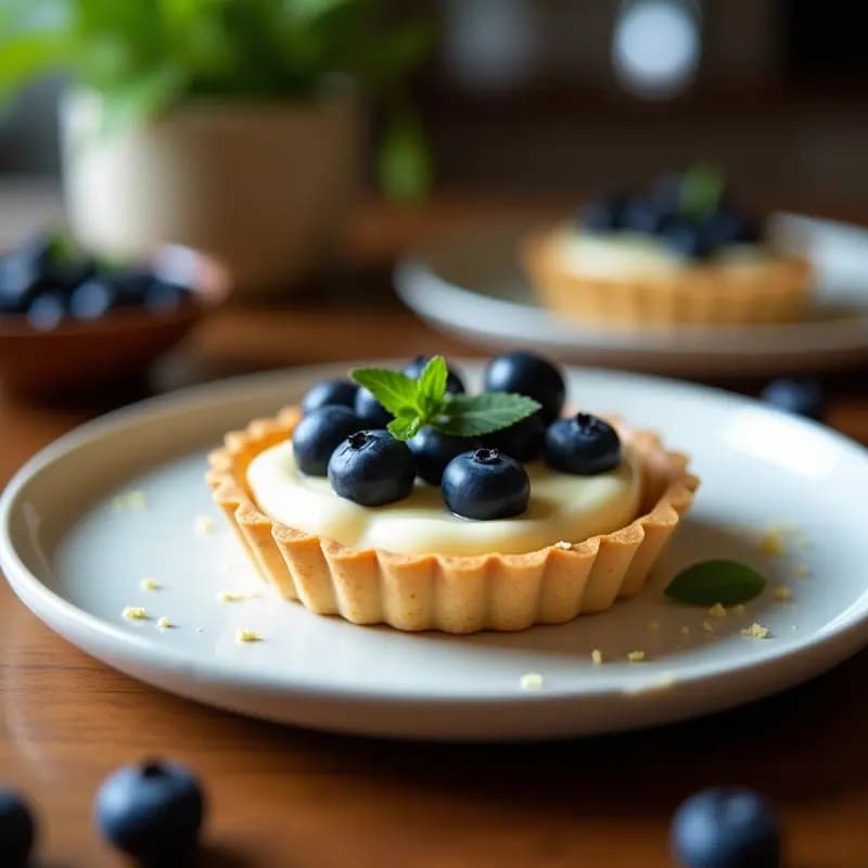 Tartaleta de Queso de Macadamia y Arándanos con Base de Coco: Postre Australiano Sin Horno