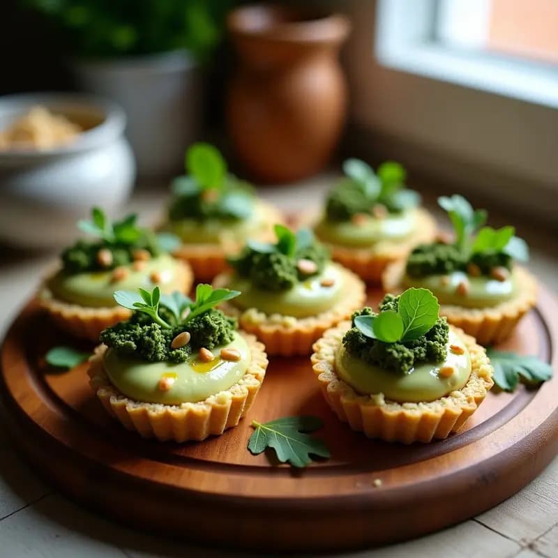 Tartaleta de Base de Quinoa con Crema de Alcachofa y Pesto de Rúcula: Aperitivo Keto