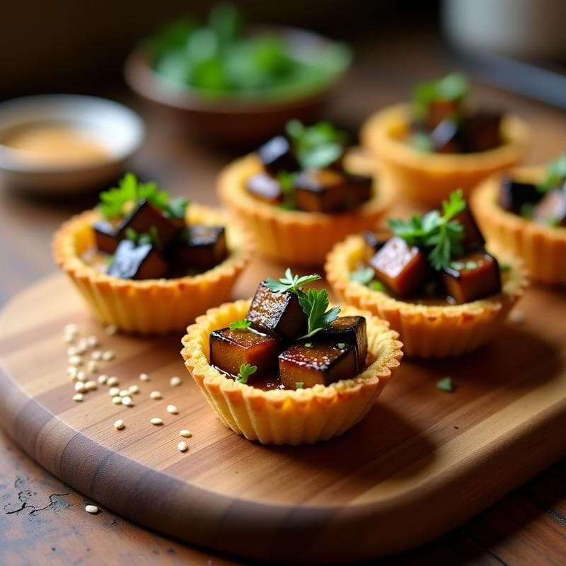 Tartaleta de Quinoa y Berenjena Confitada: Aperitivo Peruano Sin Gluten en 20 Minutos