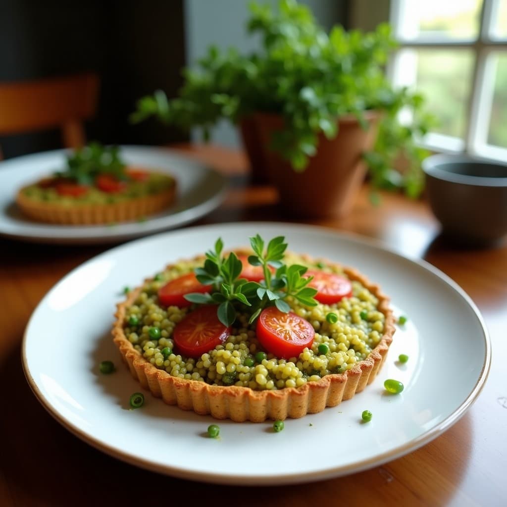 Tartaleta de Quinoa y Berenjena Asada con Pesto de Rúcula: Entrante Vegano en Thermomix