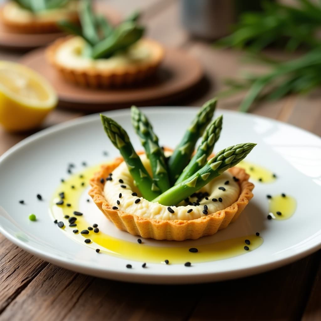 Tartaleta de Quinoa y Espárragos con Crema de Anacardos: Aperitivo Sin Gluten y Crudivegano