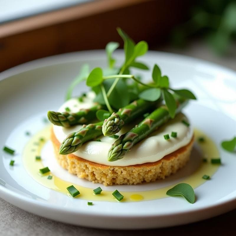Tartaleta de Quinoa y Espárragos Blancos con Crema de Anacardos: Entrante Francés Sin Horno