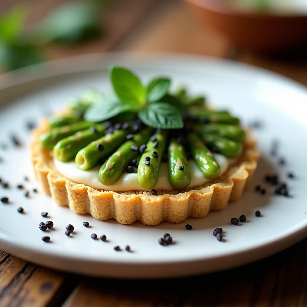 Tartaleta de Quinoa con Relleno de Espárragos y Queso de Anacardo: Entrante Crudivegano