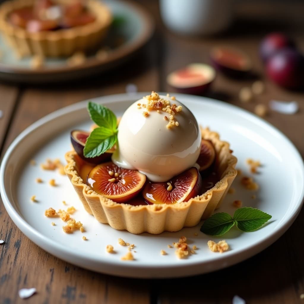 Tartaleta de Quinoa y Higos con Helado de Té Chai: Postre Vegano Sin Horno