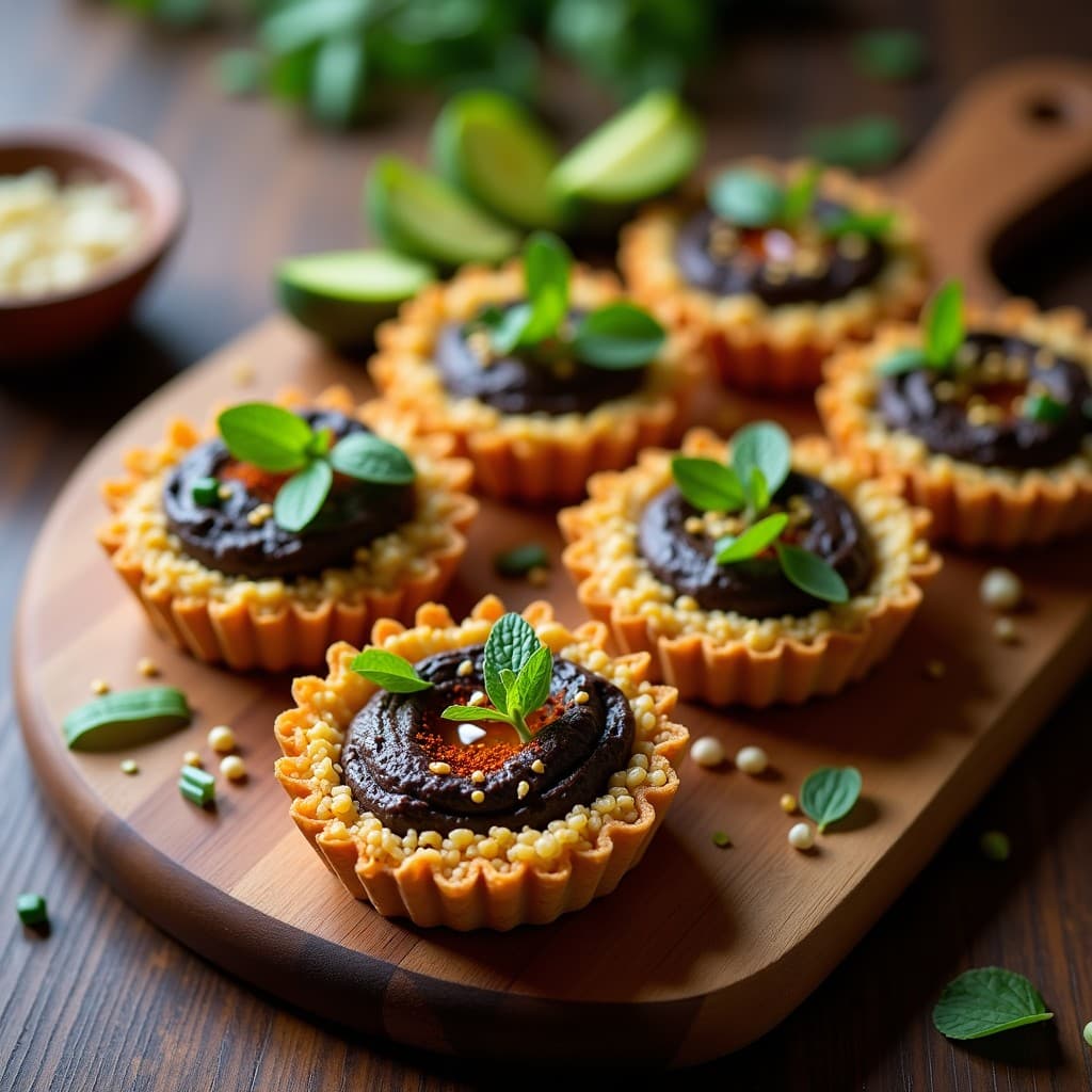 Tartaleta de Quinoa Inflada y Hummus de Lentejas Negras: Aperitivo Crunchy Sin Harina