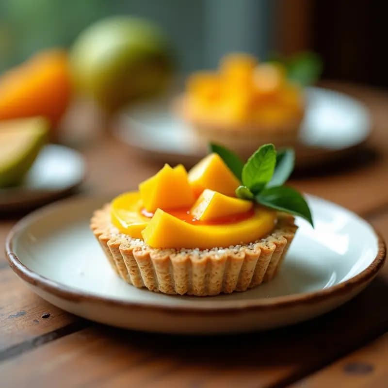 Tartaleta de Quinoa y Mango con Salsa de Chile Habanero: Postre Peruano Vegano Sin Horno