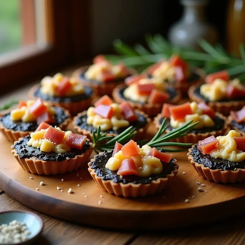 Tartaleta de Quinoa Negra y Crema de Ajo Negro: Aperitivo Español Gourmet Sin Gluten