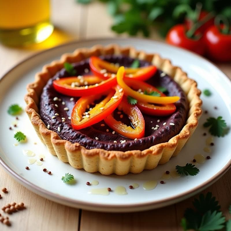 Tartaleta de Quinoa y Pimientos Asados: Receta Vegana con Hummus de Berenjena en Thermomix