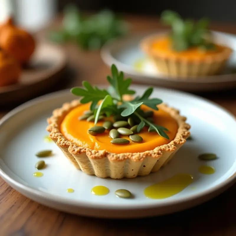 Tartaleta de Quinoa y Puré de Calabaza con Crujiente de Pepitas: Aperitivo Sin Gluten en 15 Minutos