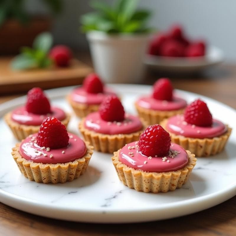 Tartaleta de Quinoa y Semillas de Amapola con Crema de Frambuesa: Postre Sin Gluten