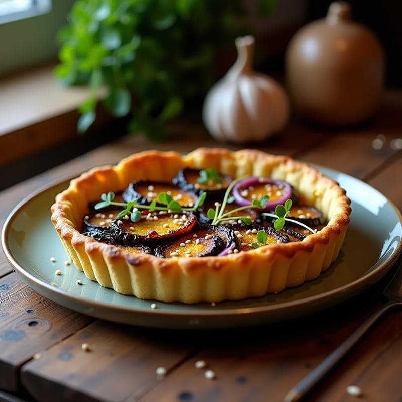 Tartaleta de Quinoa y Vegetales Asados con Alioli de Ajo Negro: Receta Sin Lactosa en Molde
