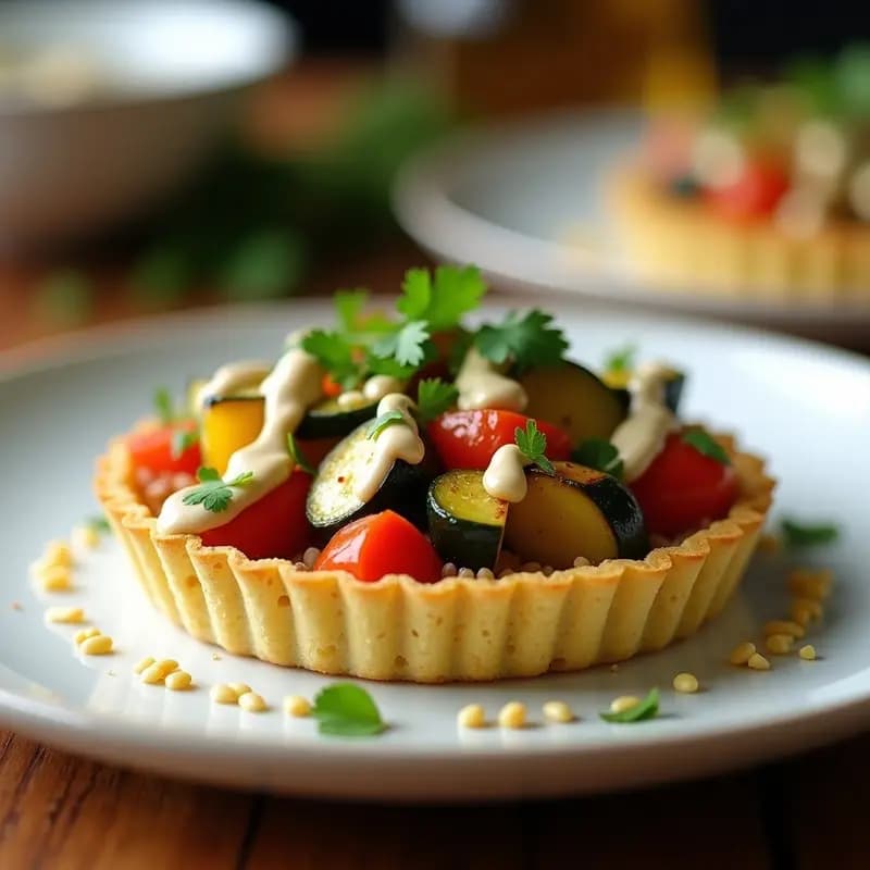 Tartaleta de Quinoa y Vegetales Asados con Topping de Tahini: Receta Vegana sin Horno