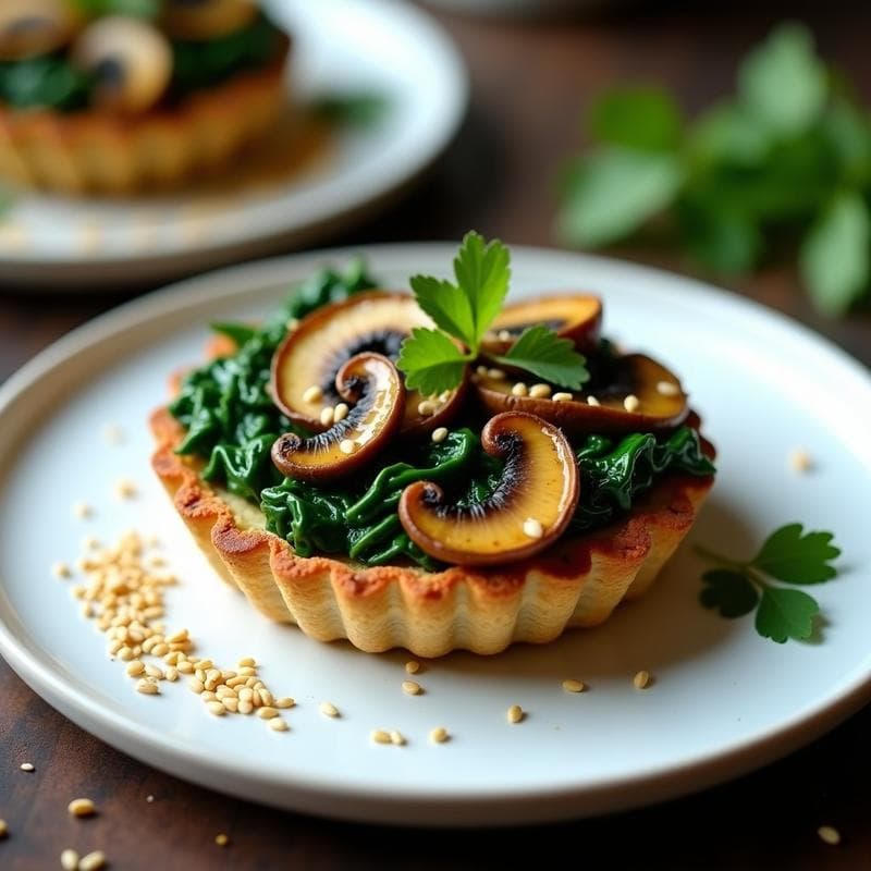 Tartaleta Salada de Espinacas y Hongos Ostra: Receta Sin Horno con Base Crujiente