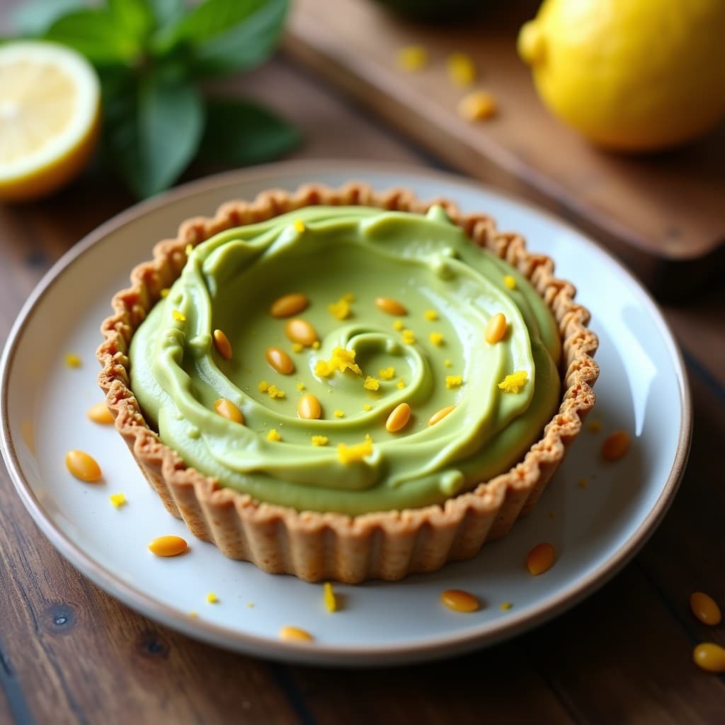 Tartaleta de Base de Semillas de Calabaza con Relleno de Aguacate y Limón: Postre Keto Sin Cocción