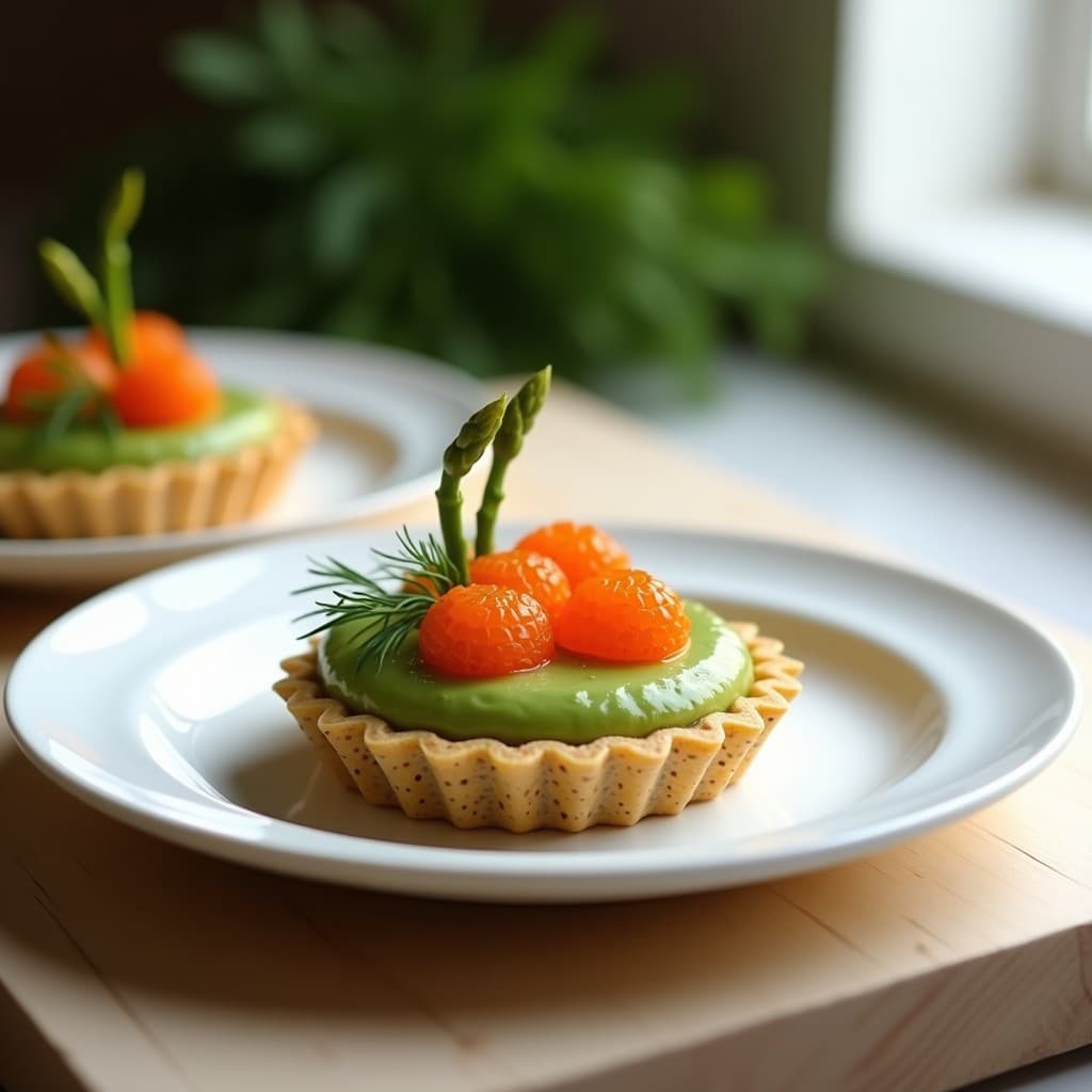 Tartaleta de Base de Semillas de Chía con Crema de Espárragos y Huevas de Trucha: Receta Escandinava Alta en Omega-3