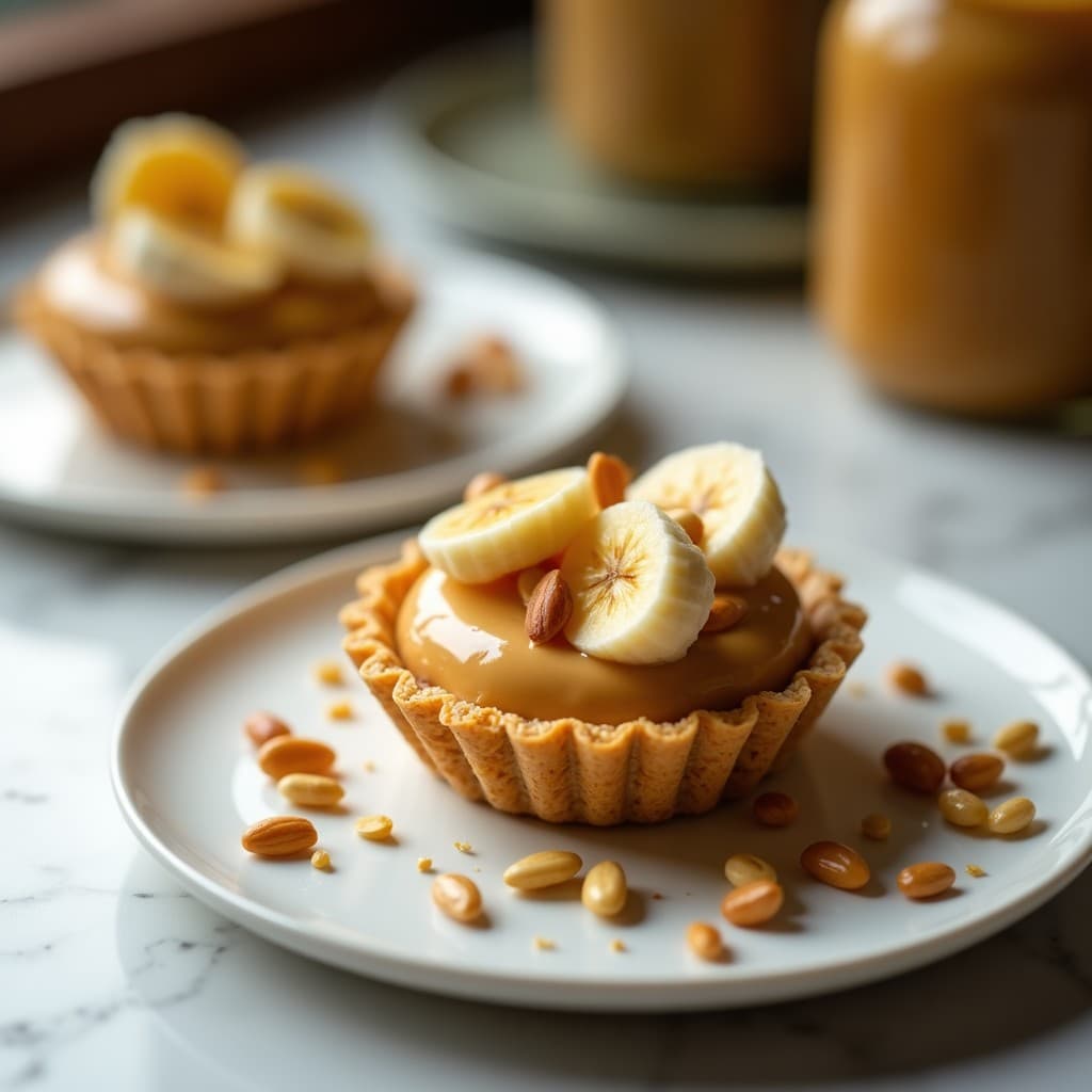 Tartaleta de base de semillas de girasol con crema de cacahuete y plátano: Postre crudivegano sin horno