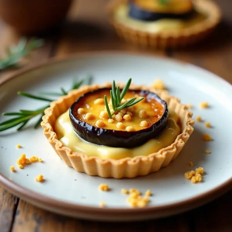 Tartaleta de Base de Semillas de Lino con Relleno de Berenjena Asada y Queso de Anacardos: Postre Vegano y Keto