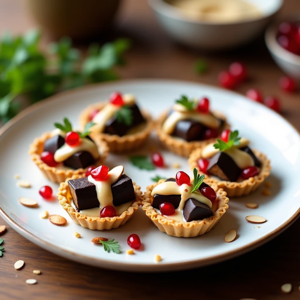 Tartaleta de Base de Semillas de Sésamo con Relleno de Berenjena Asada y Tahini: Receta Árabe Vegana