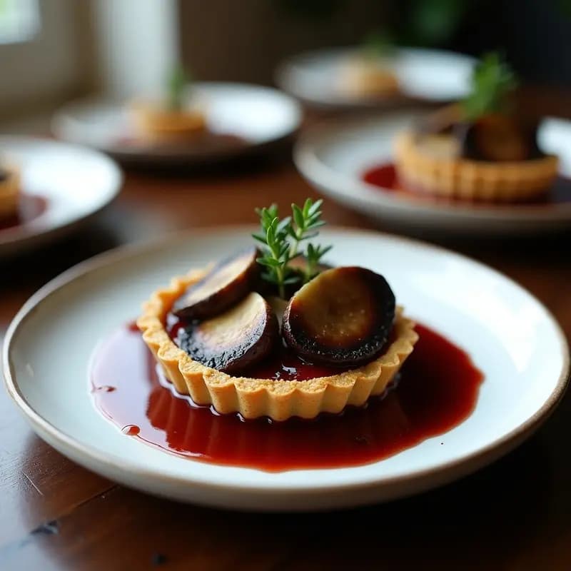 Tartaleta de Teff y Champiñones Portobello con Salsa de Vino Tinto: Receta Etíope Keto en 25 Minutos