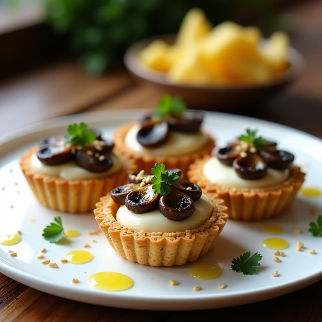 Tartaleta de Tofu de Seda y Champiñones al Ajillo: Entrante Vegano en 10 Minutos