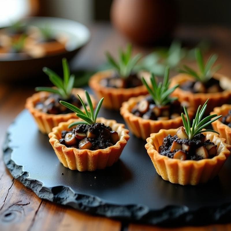 Tartaletas Umami de Setas y Trufa Negra: Receta Gourmet en Molde Sin Horno