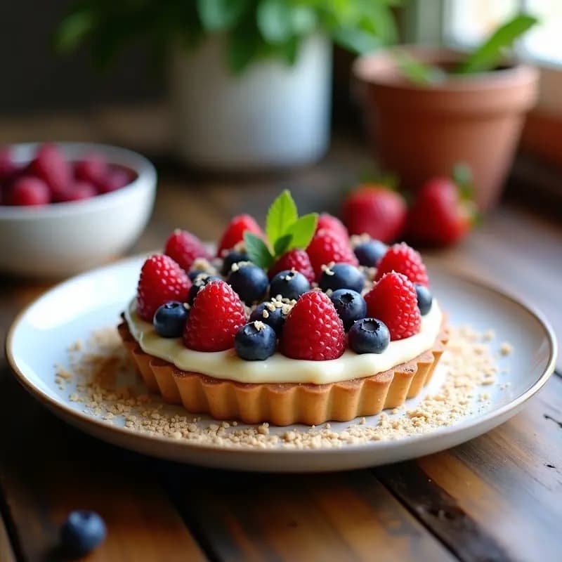 Tartaleta Vegana de Almendras y Frutos Rojos: Receta Sin Horno en 25 Minutos