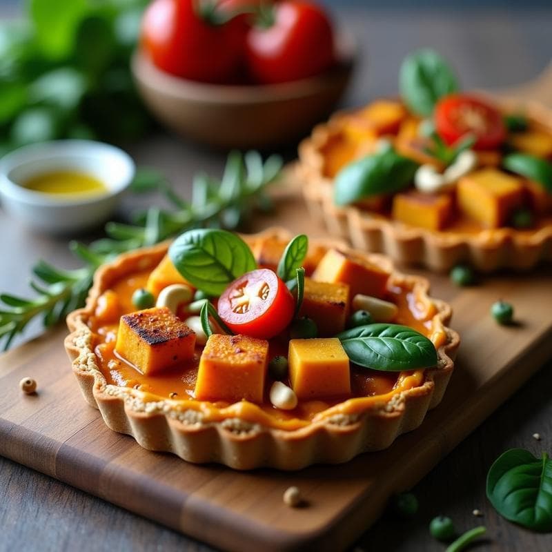 Tartaleta Vegana de Calabaza Ahumada y Tofu: Receta Sin Horno con Base Crujiente