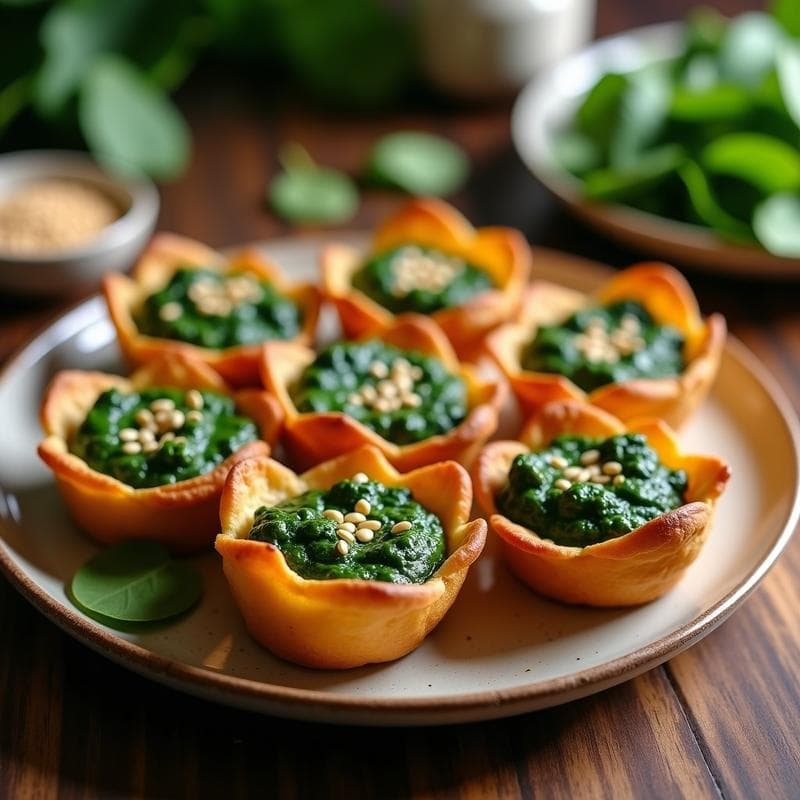 Tartaletas Veganas de Espinaca y Tofu Ahumado: Receta Crujiente en Airfryer con Proteína Completa