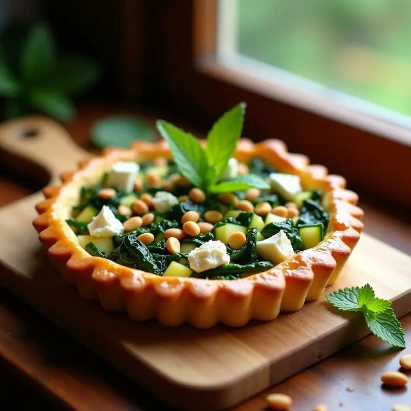Tartaleta de Zaanouri y Espinacas con Feta: Receta Árabe en 30 Minutos con Toque Crujiente
