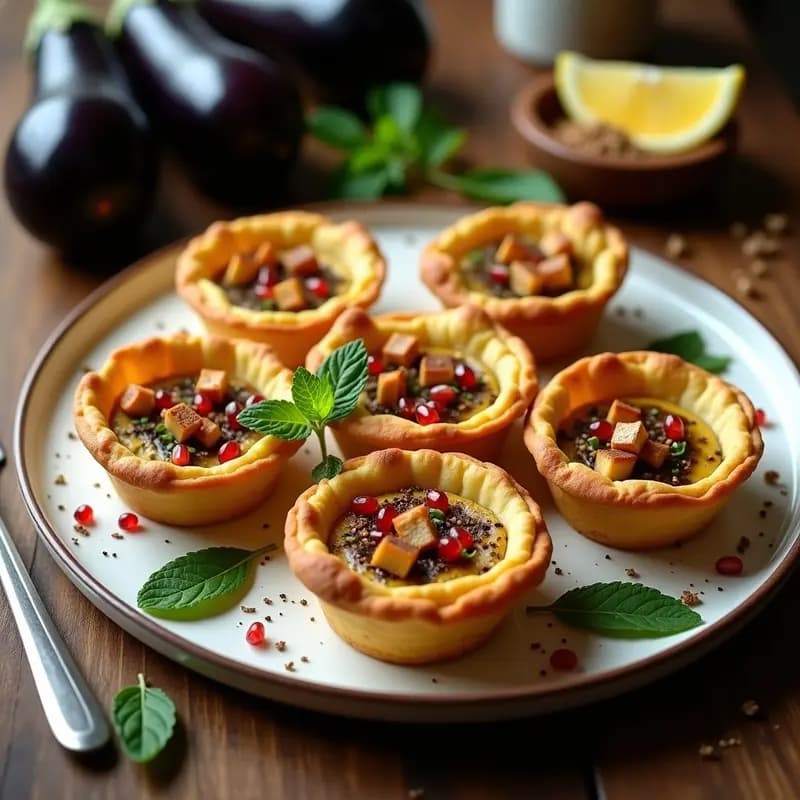 Tartaleta de Berenjena y Queso Halloumi con Zaatar: Receta Árabe en Molde Rápida y Sin Horno