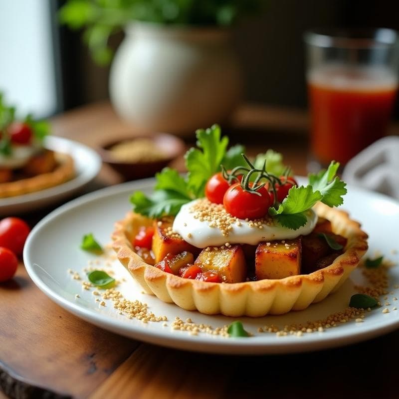 Tartaleta de Tofu Ahumado y Zaatar: Receta Vegana con Toque Libanés en 25 Minutos
