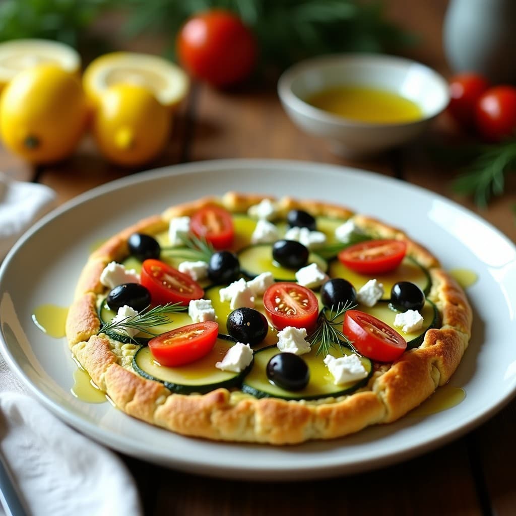 Tartaleta de Zucchini y Queso Feta con Vinagreta de Limón: Receta Griega Sin Gluten