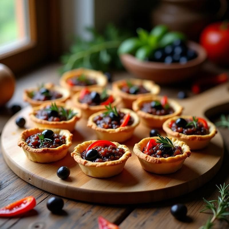Tartaletas de Aceituna Kalamata y Pimiento Asado en Masa de Almendra: Aperitivo Griego Sin Gluten