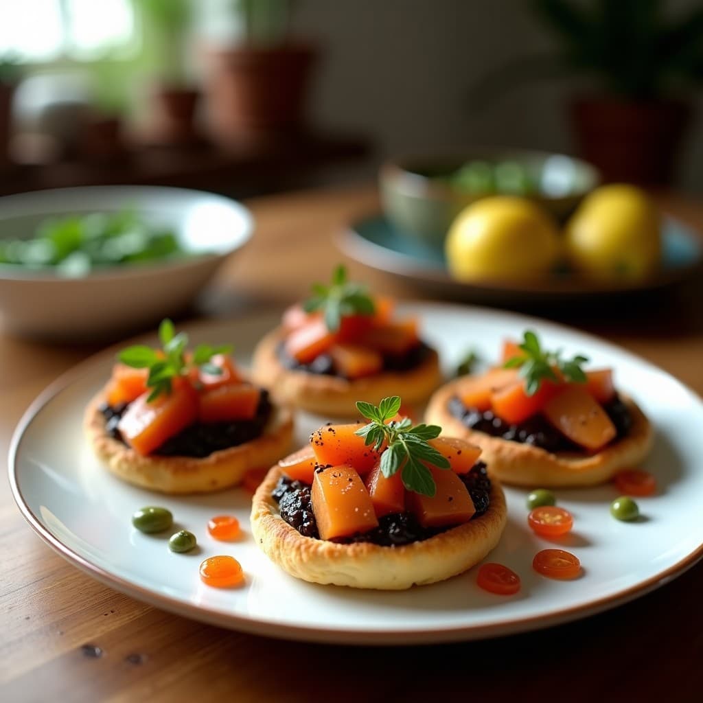 Tartaletas de Aceituna Negra y Anchoas con Crujiente de Pan de Centeno: Aperitivo Mediterráneo