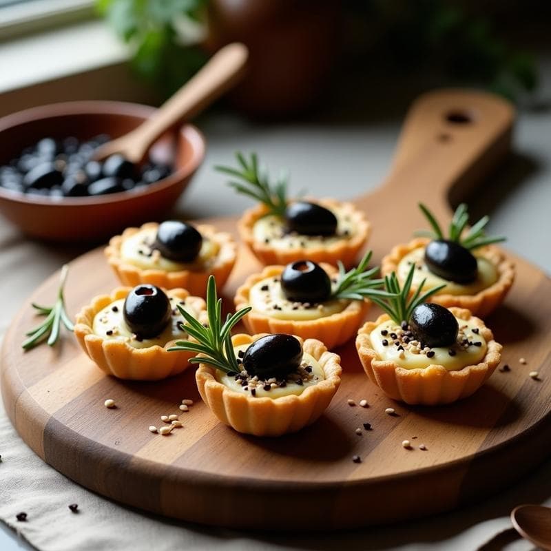 Tartaletas de Aceituna Negra y Queso de Anacardos: Aperitivo Vegano Crujiente
