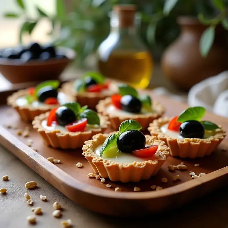 Tartaletas de Aceitunas Kalamata y Queso Feta Vegano: Entrante Griego en 10 Minutos