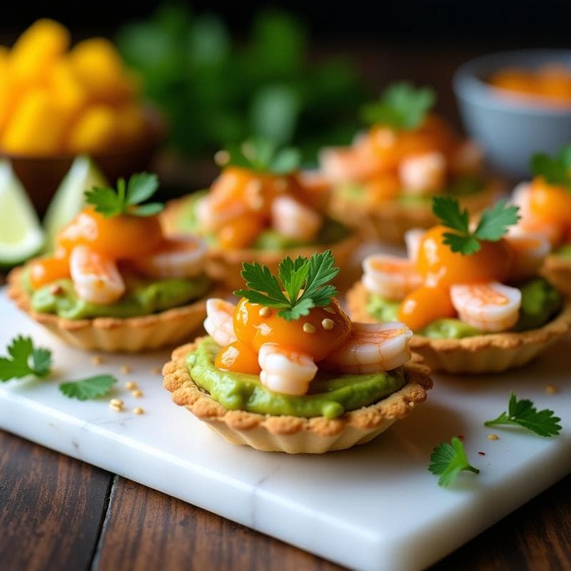 Tartaletas de Aguacate y Langostinos con Salsa de Mango: Receta Tailandesa en Thermomix