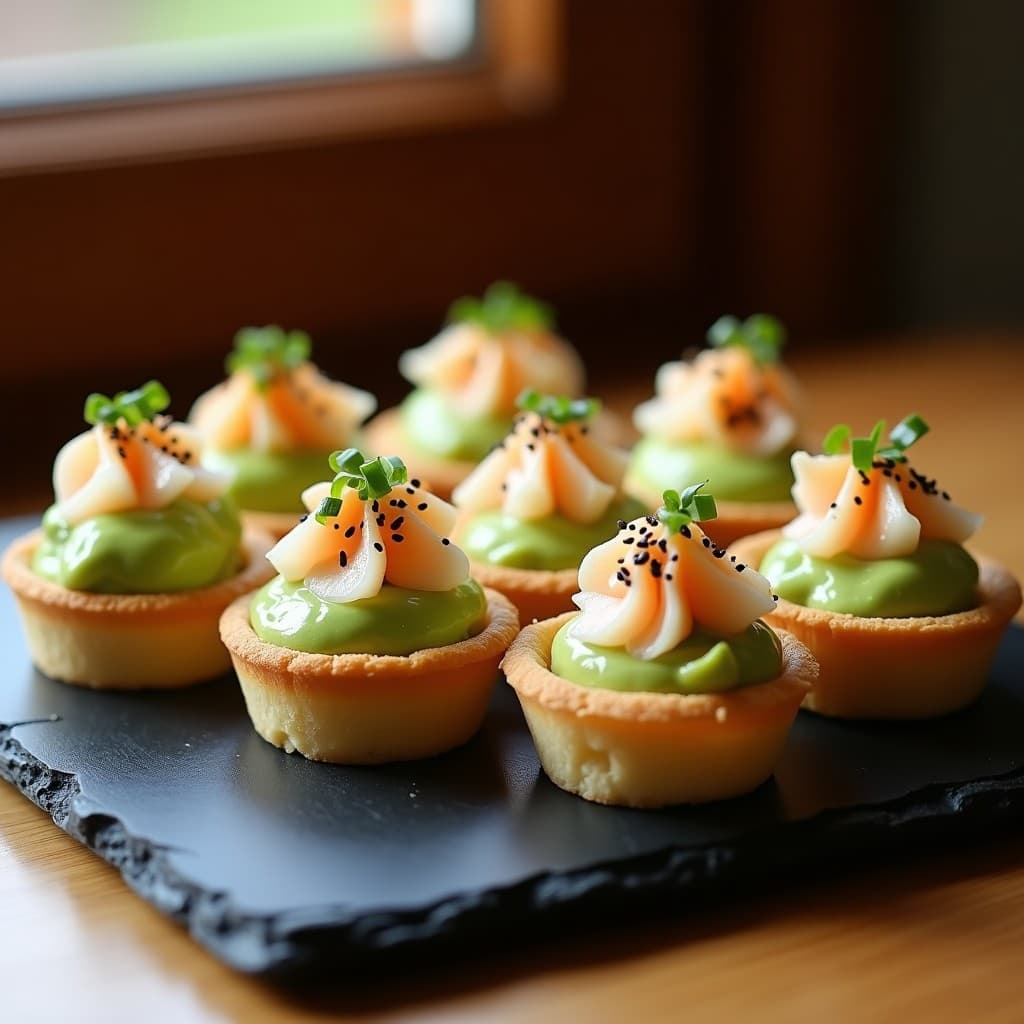 Tartaletas de Aguacate y Surimi con Mayonesa de Wasabi: Aperitivo Fusion Japón-Perú