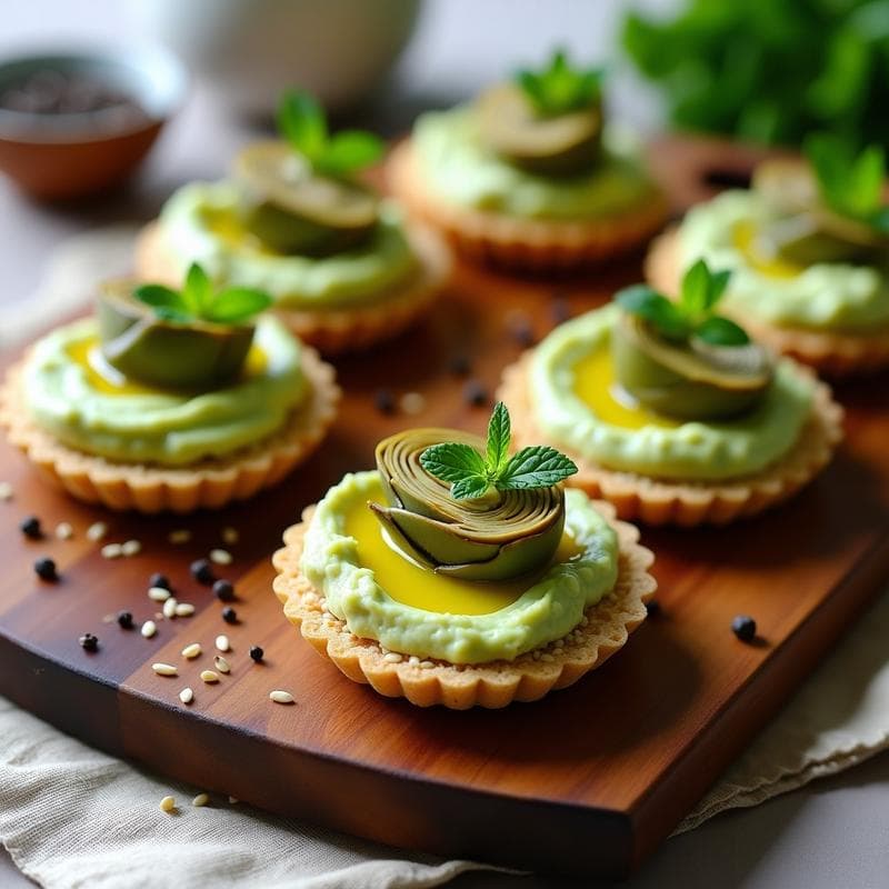 Tartaletas de Alcachofa y Hummus de Guisantes: Aperitivo Vegano y Sin Gluten en 10 Minutos