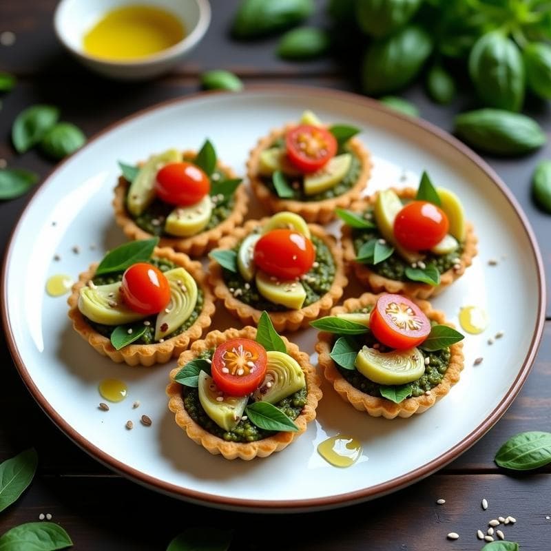 Tartaletas de Alcachofa y Pesto de Albahaca: Receta Italiana Sin Horno y Alta en Fibra