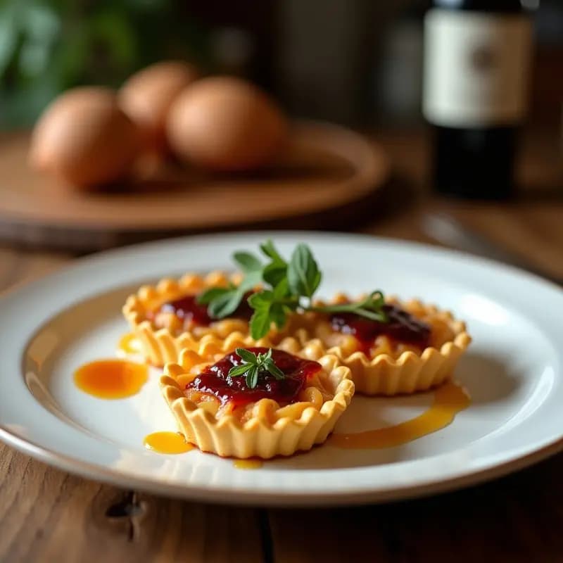 Tartaletas de Alcachofa y Queso de Almendras con Reducción de Vino Tinto: Aperitivo Sofisticado