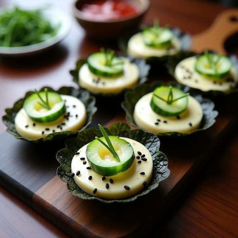 Tartaletas de Algas Nori y Queso de Anacardo: Receta Vegana Japonesa Sin Horno en 15 Minutos