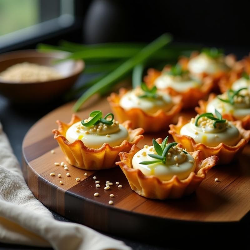 Tartaletas de Algas Nori y Queso Crema: Aperitivo Japonés Sin Gluten y Crujiente