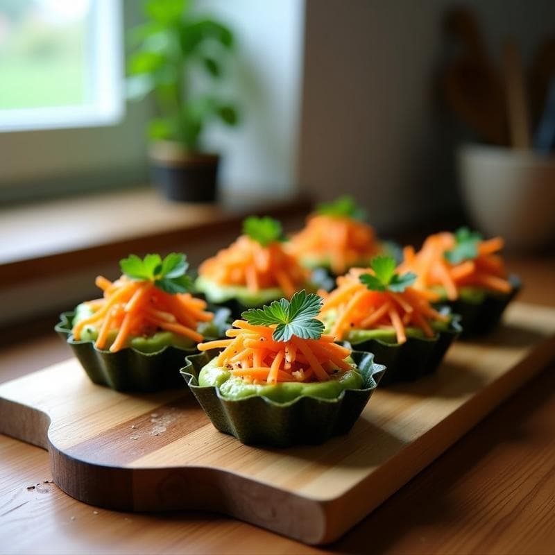 Tartaletas de Algas Nori con Repollo Fermentado: Receta Crudivegana y Sin Horno en 15 Minutos