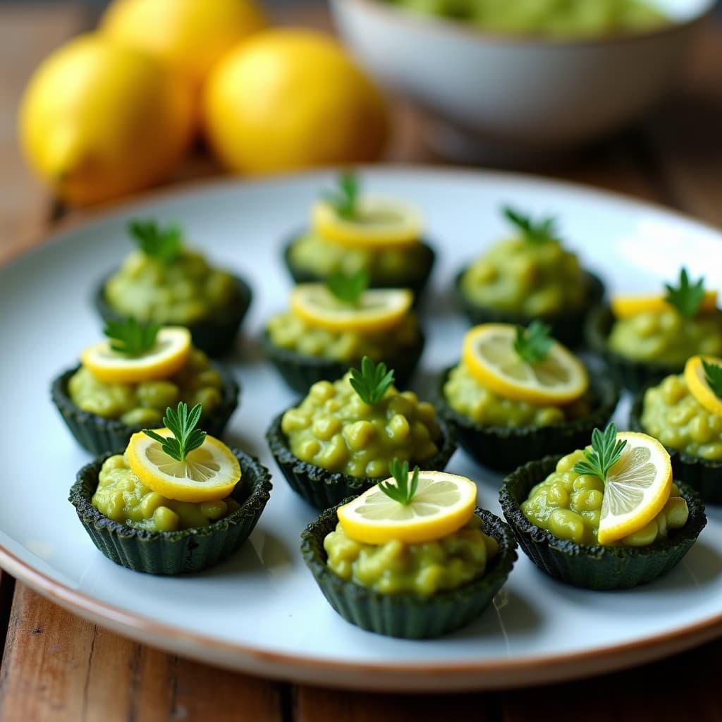 Tartaletas de Base de Algas con Pâté de Aceitunas Verdes y Limón: Aperitivo Maríno Sin Gluten