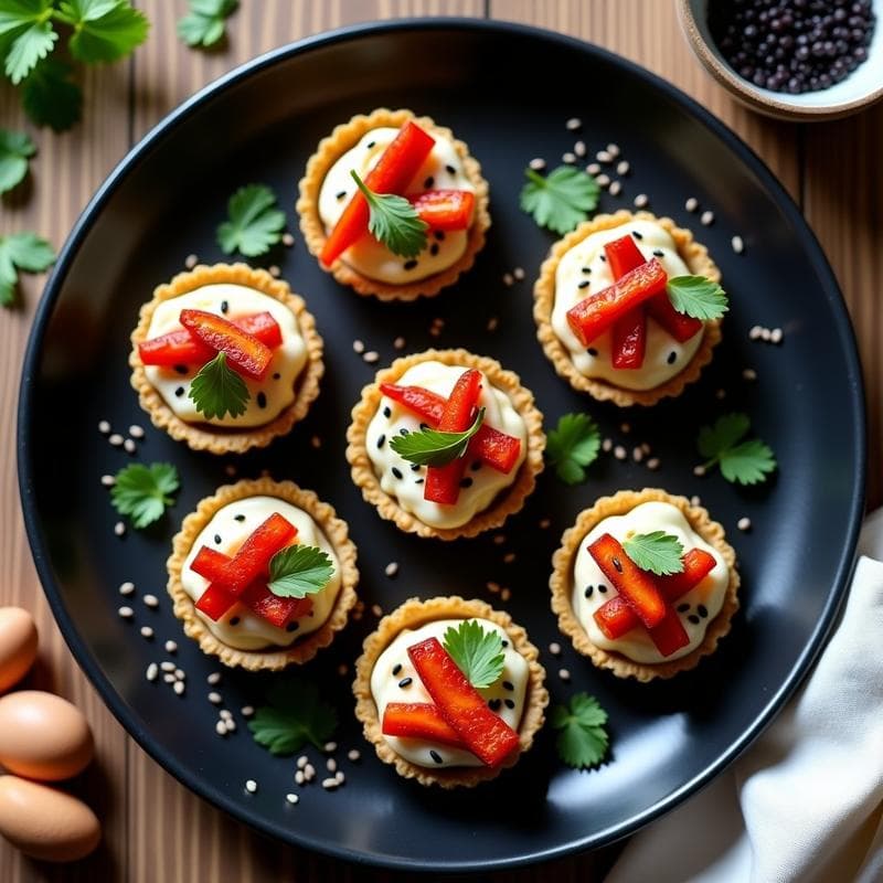Tartaletas de Base de Algas con Relleno de Tofu de Anacardos y Pimientos Asados: Aperitivo Crudivegano