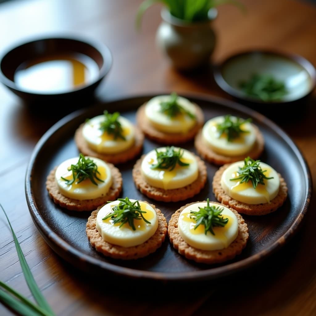 Tartaletas de Algas Wakame y Tofu Sedoso con Vinagreta de Yuzu: Aperitivo Japonés Crudivegano