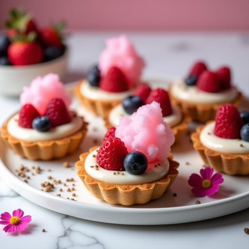 Tartaletas de Algodón de Azúcar y Frutos Rojos: Postre Keto Sin Horno con Toque Gourmet